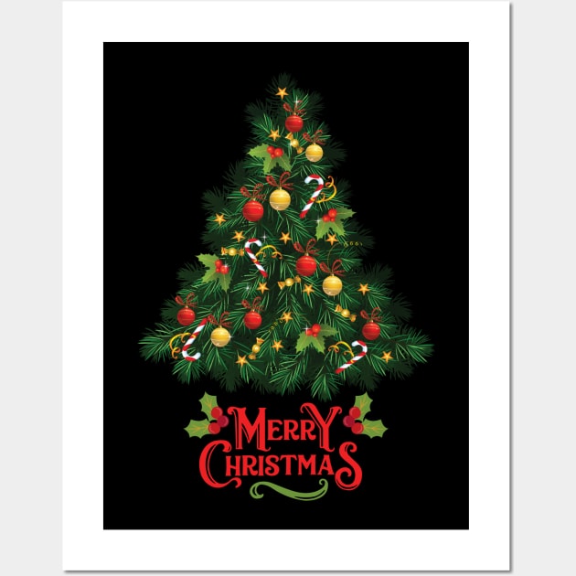 Merry Christmas Tree Wall Art by starryskin